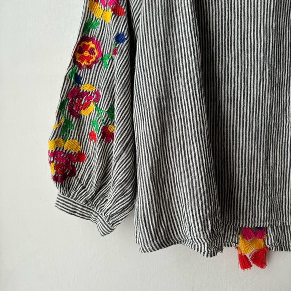 Floreat | Soleil Colorful Embroidered Striped Blouse - Picture 5 of 13